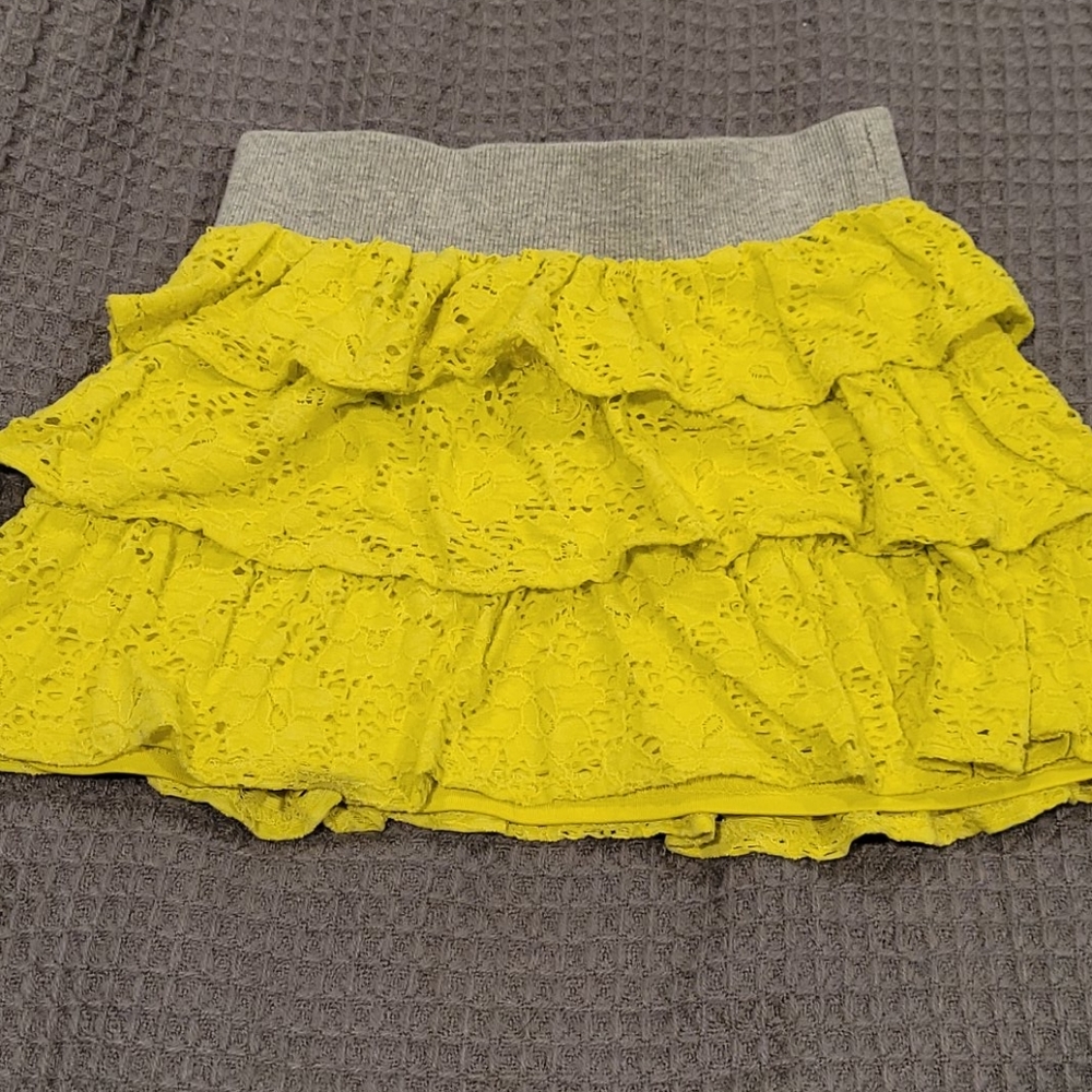 Girls neon yellow lime lace skirt